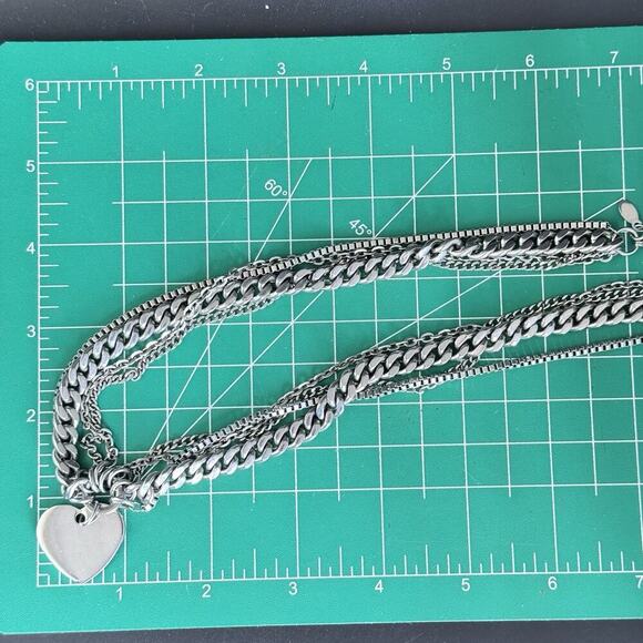Stainless Steel Necklace Multi Strand HEART CHARM VINTAGE ITAOR 18 Inches - Picture 8 of 9